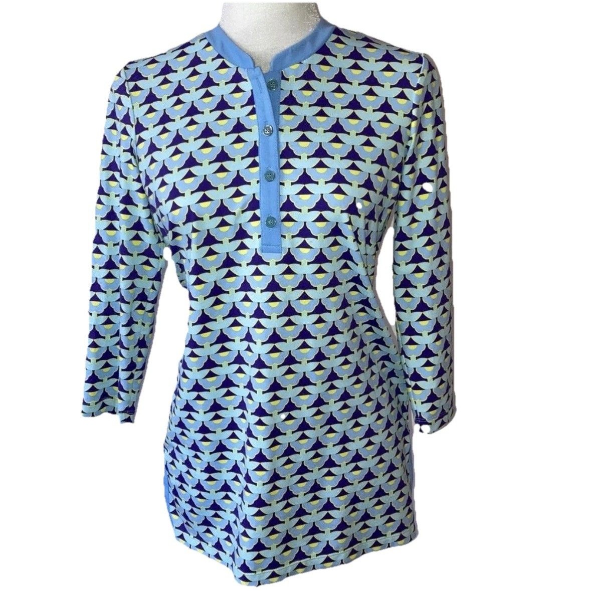 J. Mclaughlin Crew Neck 3/4 Sleeve Daisy Print Catalina Tunic Size S